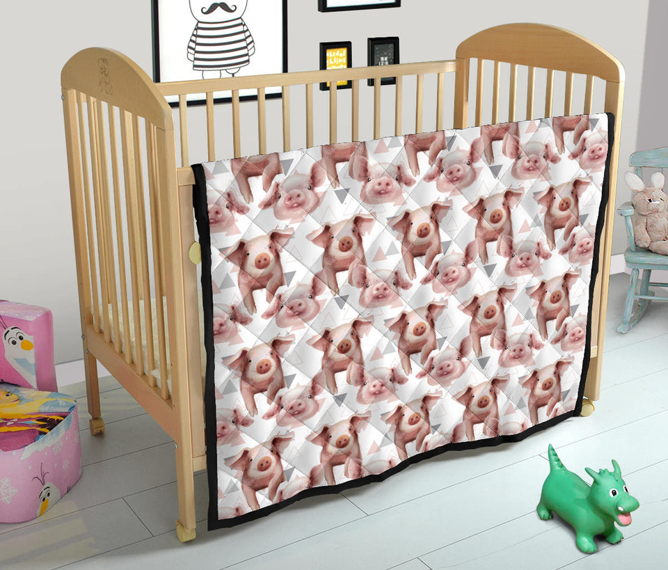 Pig Pattern Print Design 04 Premium Quilt