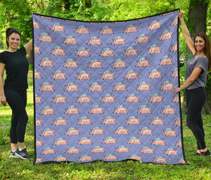 Pig Pattern Print Design 03 Premium Quilt