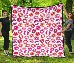 Lips Pattern Print Design 04 Premium Quilt