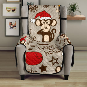 Monkey Christmas Pattern Chair Cover Protector