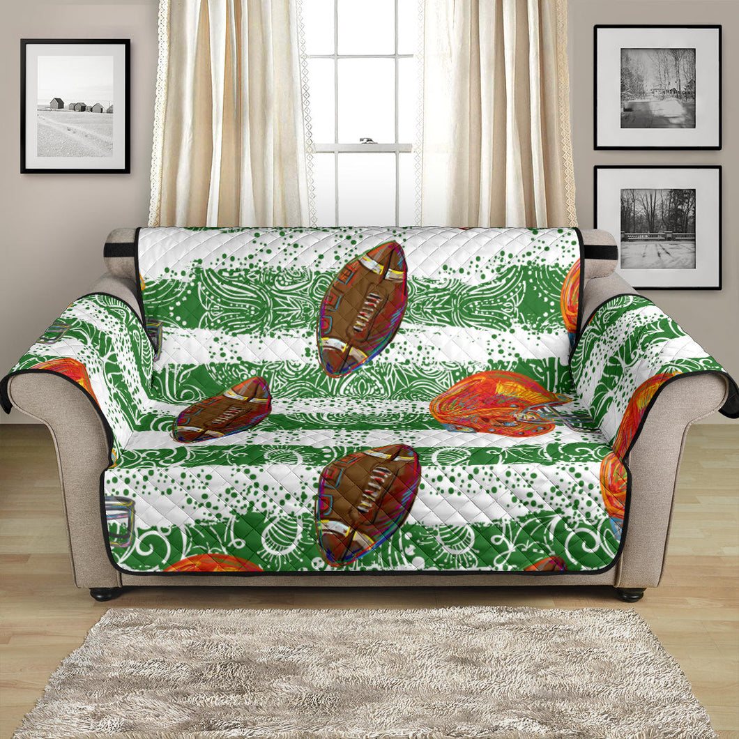 American Football Ball Helmet Pattern Loveseat Couch Cover Protector