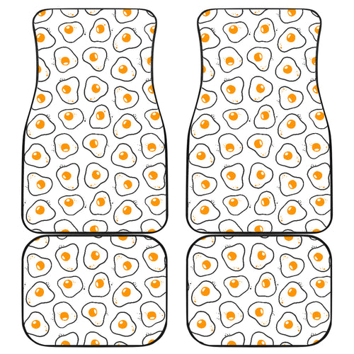 Fried Eggs Pattern Print Design 05 Front and Back Car Mats