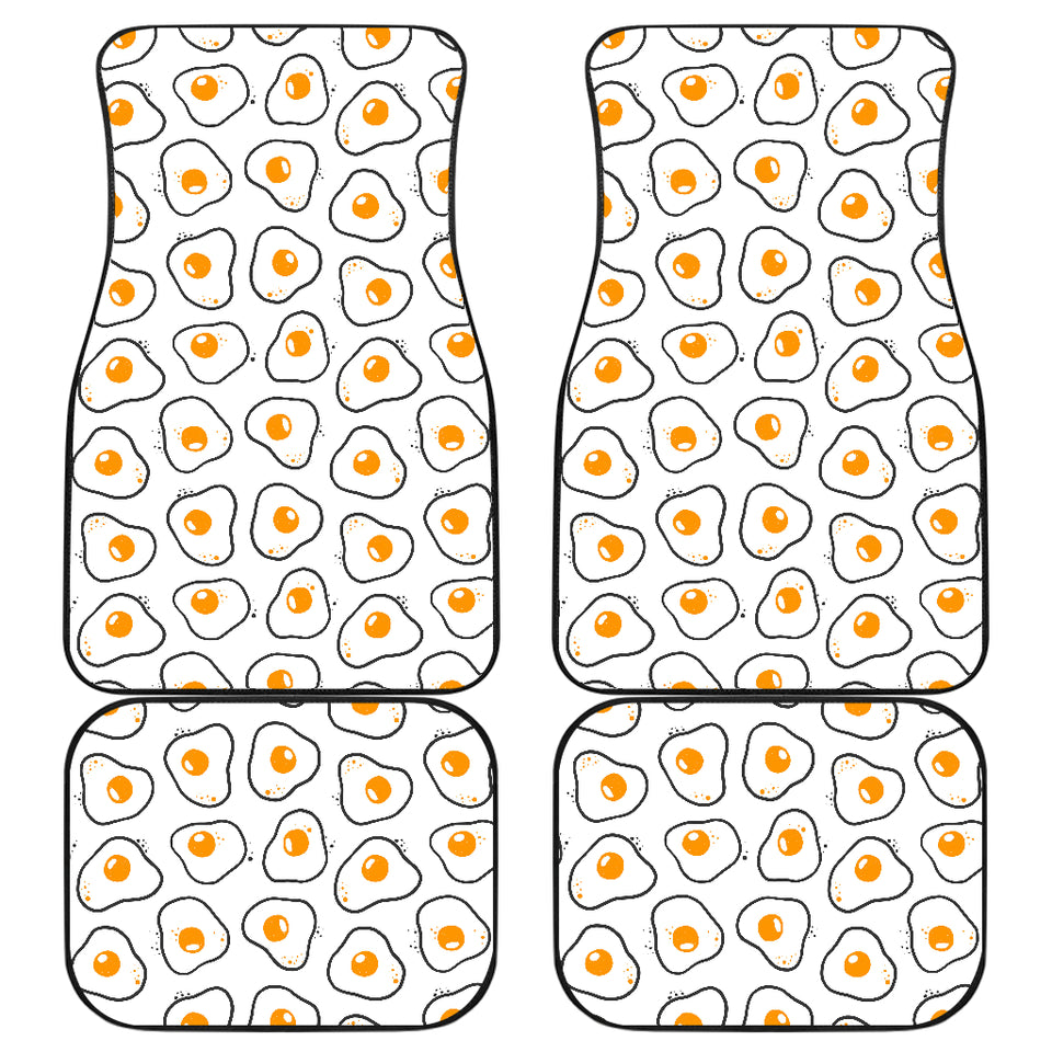 Fried Eggs Pattern Print Design 05 Front and Back Car Mats