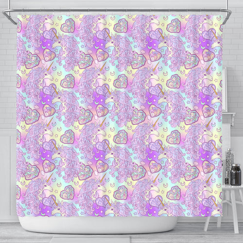 Unicorn Heart Pattern Shower Curtain Fulfilled In US