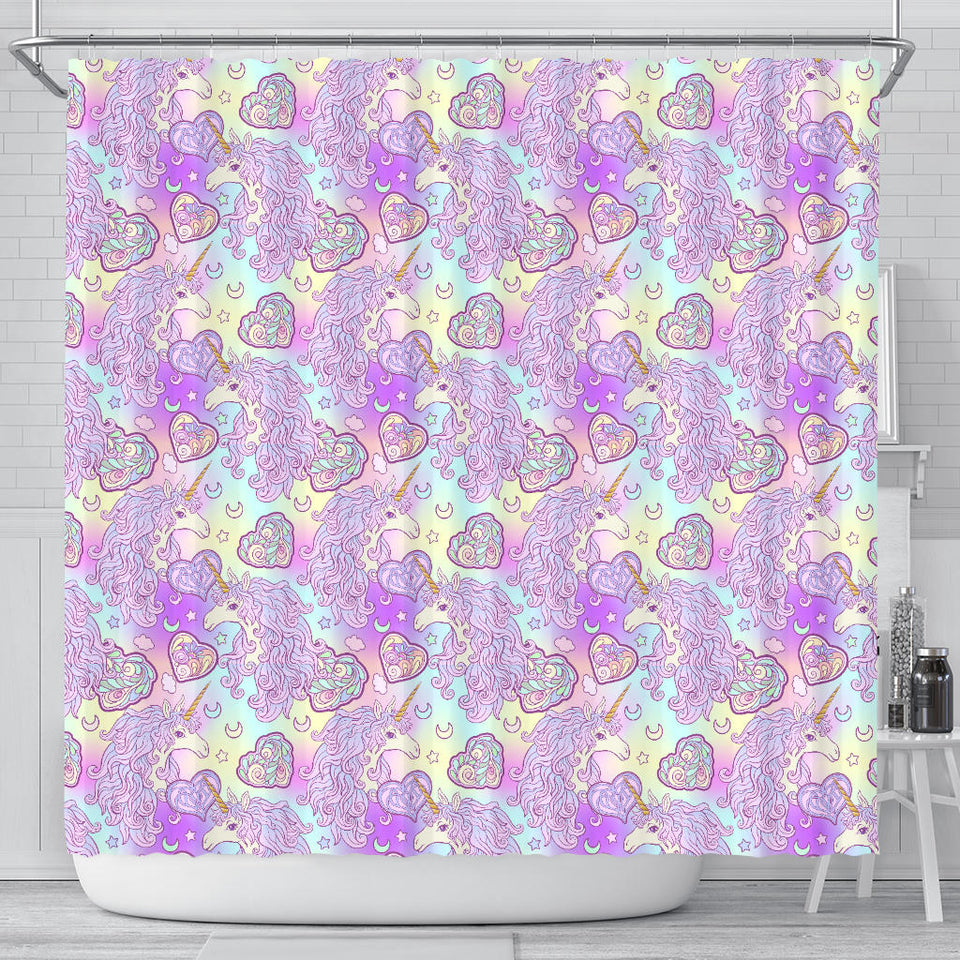 Unicorn Heart Pattern Shower Curtain Fulfilled In US