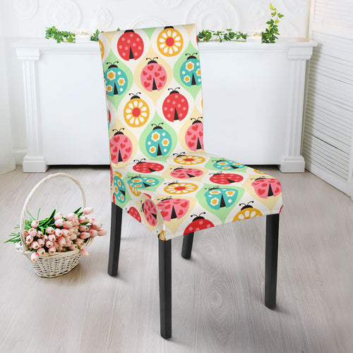 Ladybug Pattern Print Design 02 Dining Chair Slipcover
