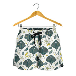 Stingray Pattern Print Design 03 Women Shorts