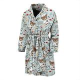 Teddy Bear Pattern Print Design 02 Men Bathrobe