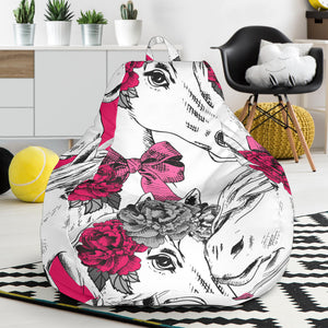 Horse Head Rose Pattern Bean Bag Cover