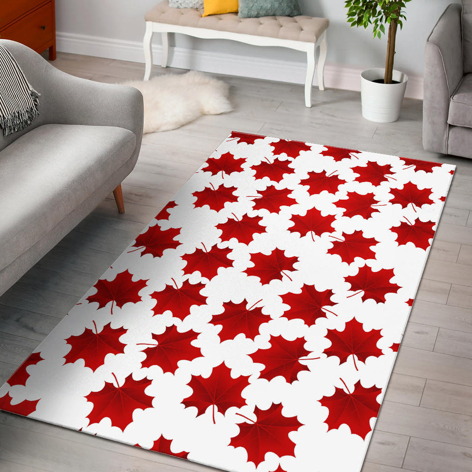 Red Maple Leaves Pattern Area Rug