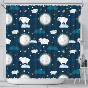 Sheep Playing Could Moon Pattern  Shower Curtain Fulfilled In US