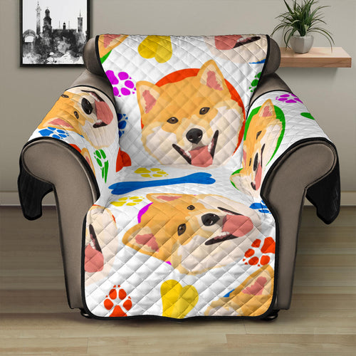 Shiba Inu Paw Bone Pattern Recliner Cover Protector