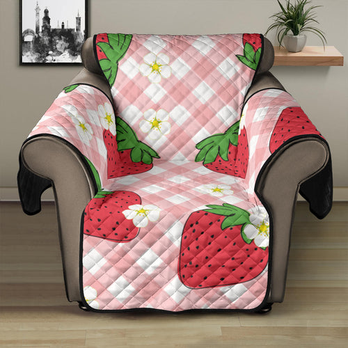 Strawberry Pattern Stripe Background Recliner Cover Protector