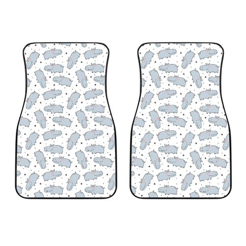 Hippopotamus Pattern Print Design 01 Front Car Mats