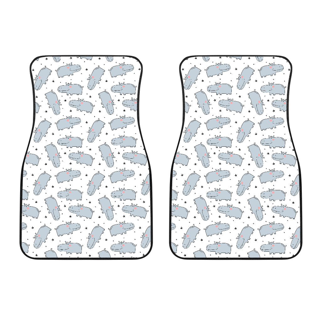 Hippopotamus Pattern Print Design 01 Front Car Mats