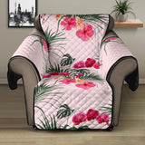 Red Pink Orchid Hibiscus Pattern Recliner Cover Protector