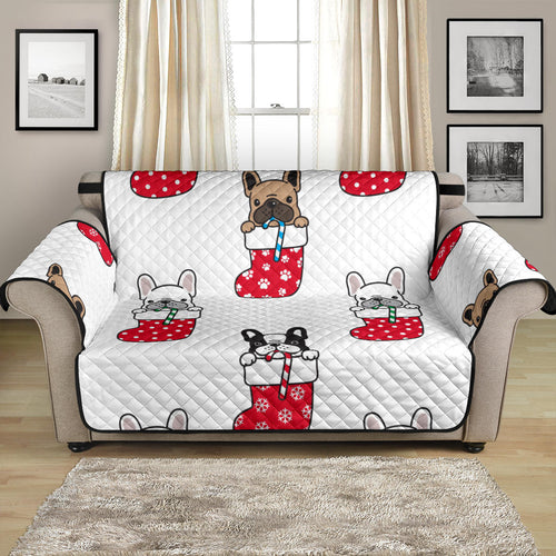 French Bulldog in Sock Pattern Loveseat Couch Cover Protector