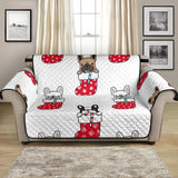 French Bulldog in Sock Pattern Loveseat Couch Cover Protector