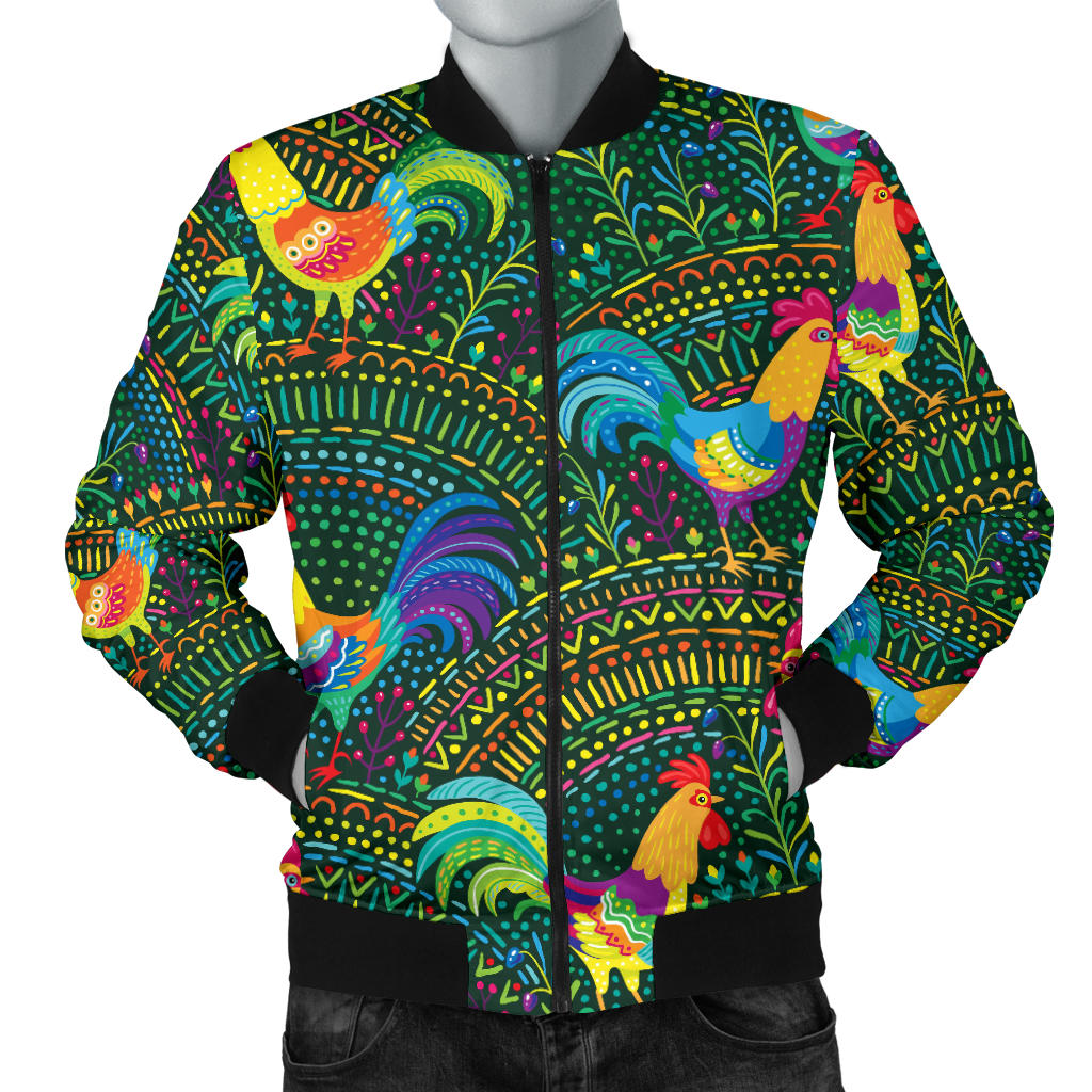 Rooster Chicken Pattern Theme Men Bomber Jacket