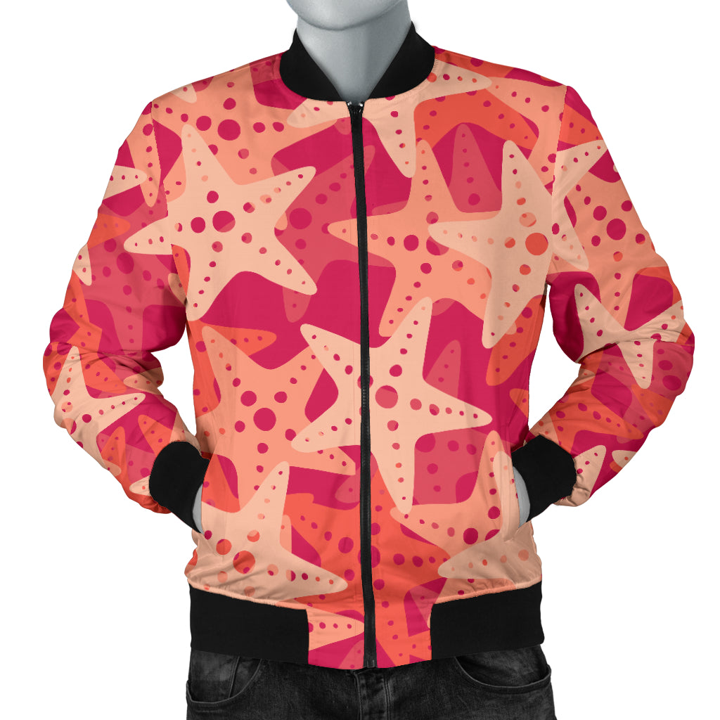 Starfish Red Theme Pattern Men Bomber Jacket