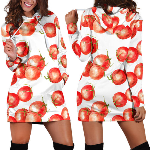 Tomato Water Color Pattern Women Hoodie Dress