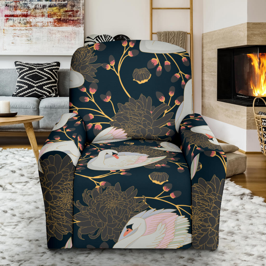 Swan Pattern Recliner Chair Slipcover