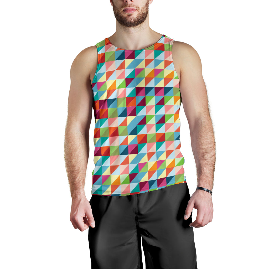 Rainbow Geometric Pattern Men Tank Top