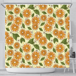Sliced Orange Leaves  Pattern Shower Curtain Fulfilled In US