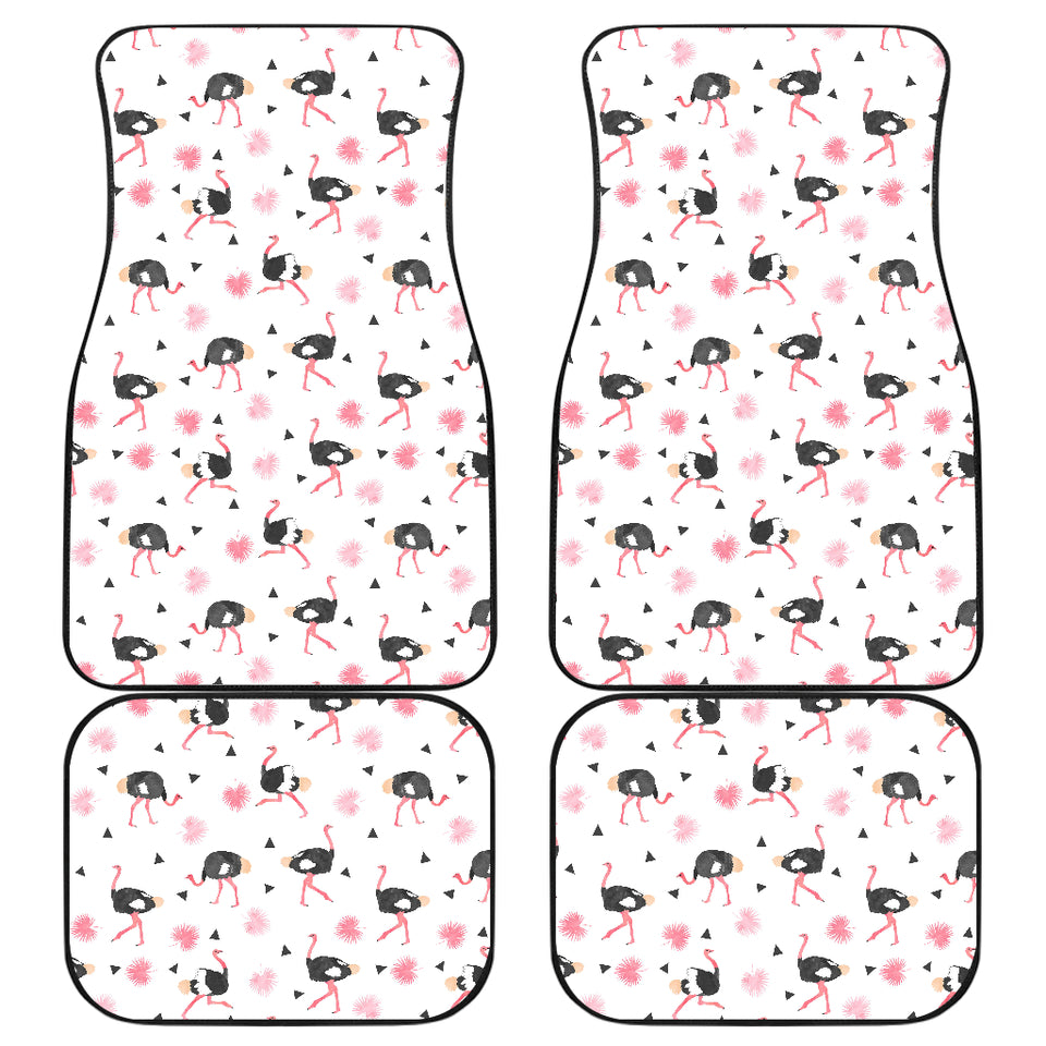 Ostrich Pattern Print Design 03 Front and Back Car Mats