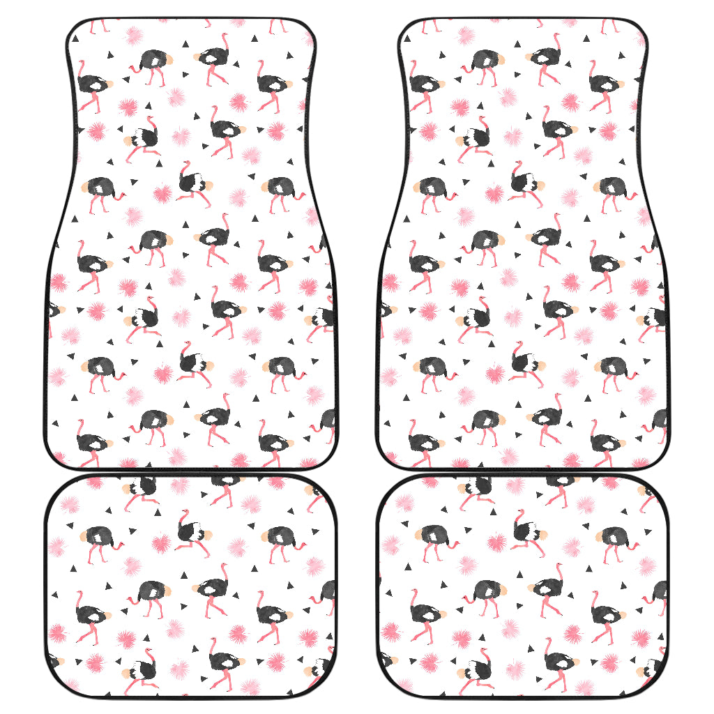 Ostrich Pattern Print Design 03 Front and Back Car Mats