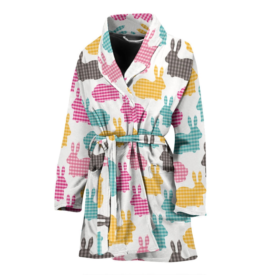 Colorful Rabbit Pattern Women Bathrobe