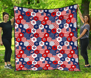 USA Star Hexagon Pattern Premium Quilt
