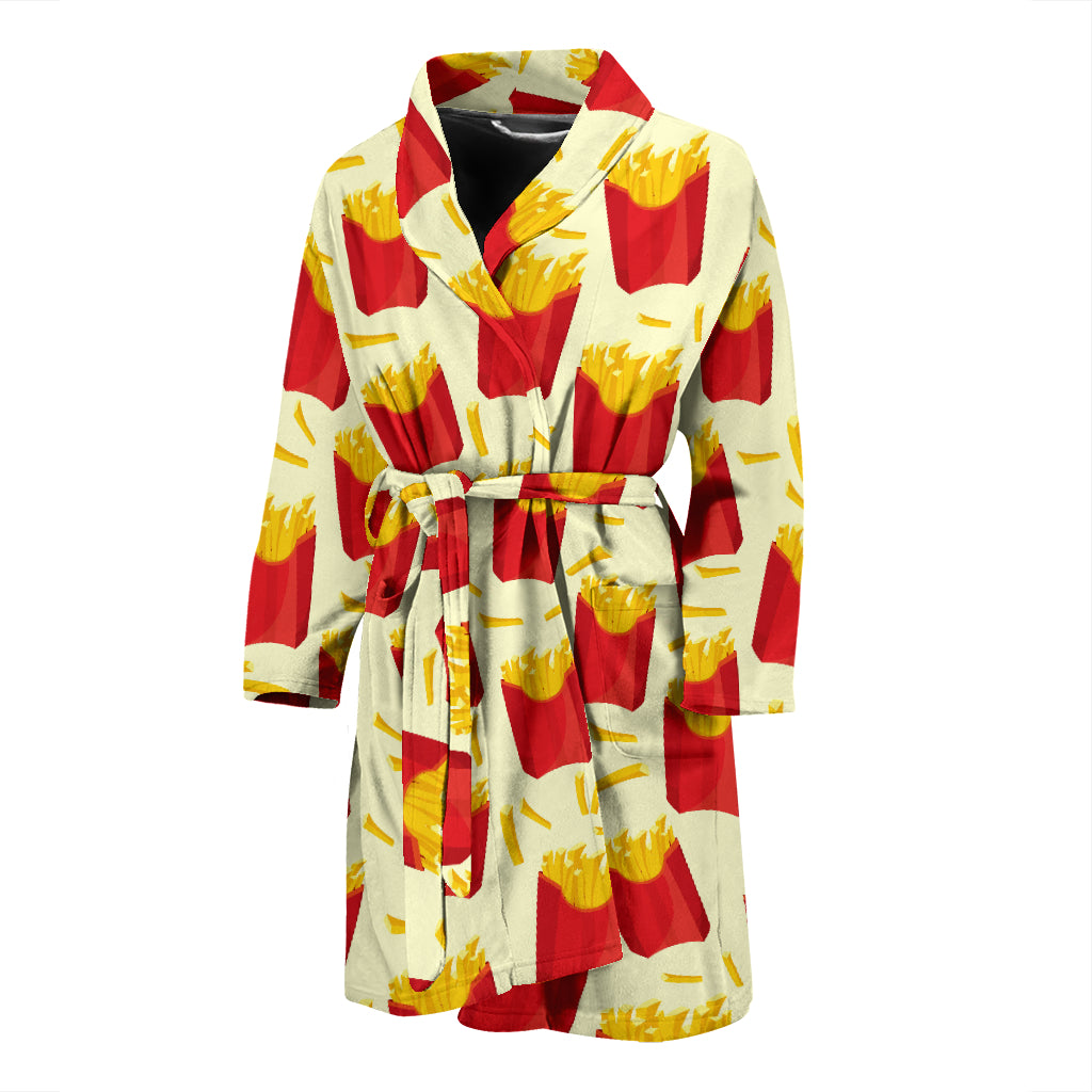 French Fries Pattern Theme Men Bathrobe