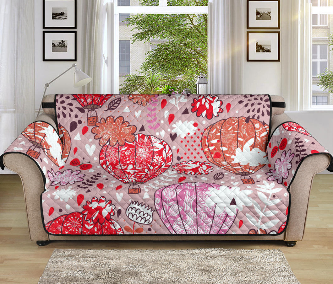 Red Pink Hot Air Balloon Pattern Sofa Cover Protector