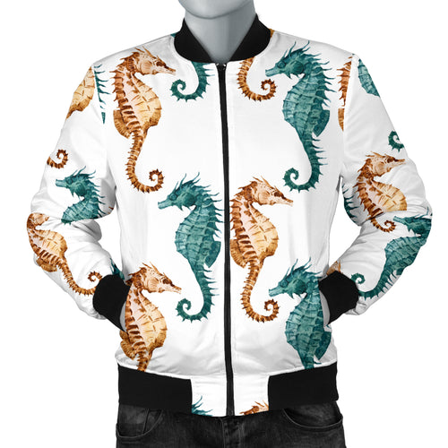 Seahorse Pattern Background Men Bomber Jacket