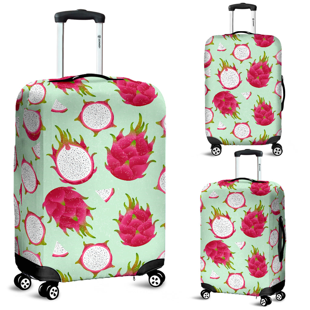 Dragon Fruit Pattern Green Background Luggage Covers