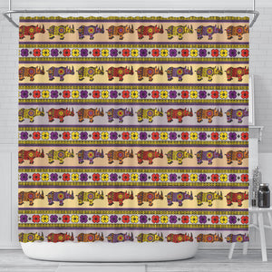 Rhino African Afro Dashiki Adinkra Kente Pattern Shower Curtain Fulfilled In US