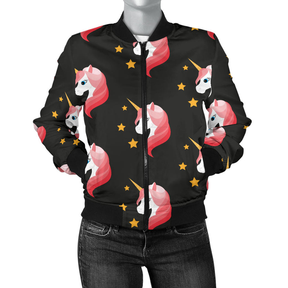 Unicorn Star Pattern Women Bomber Jacket