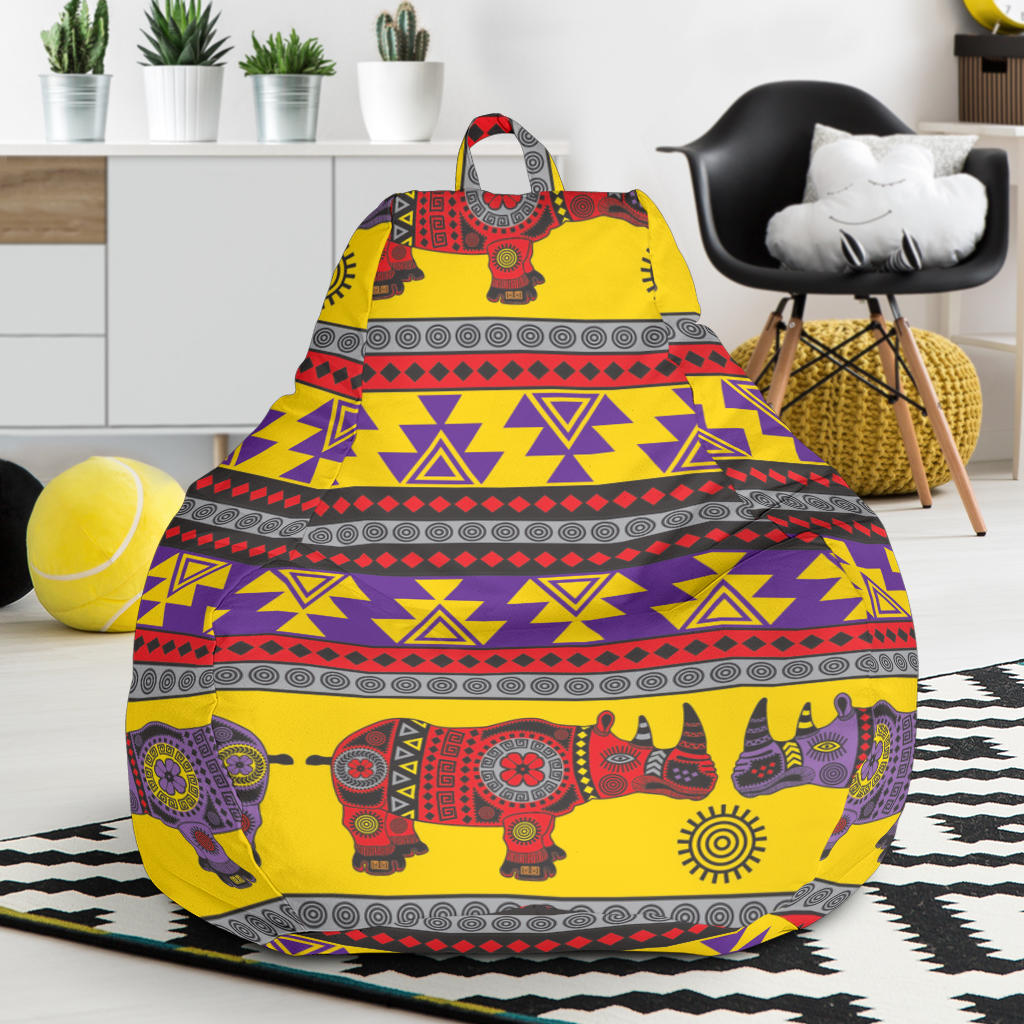 Rhino African Afro Dashiki Adinkra Kente Ethnic Motifs Bean Bag Cover