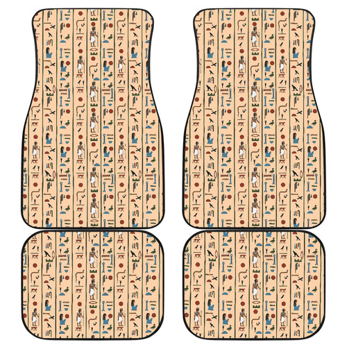 Egypt Hieroglyphics Pattern Print Design 03 Front and Back Car Mats