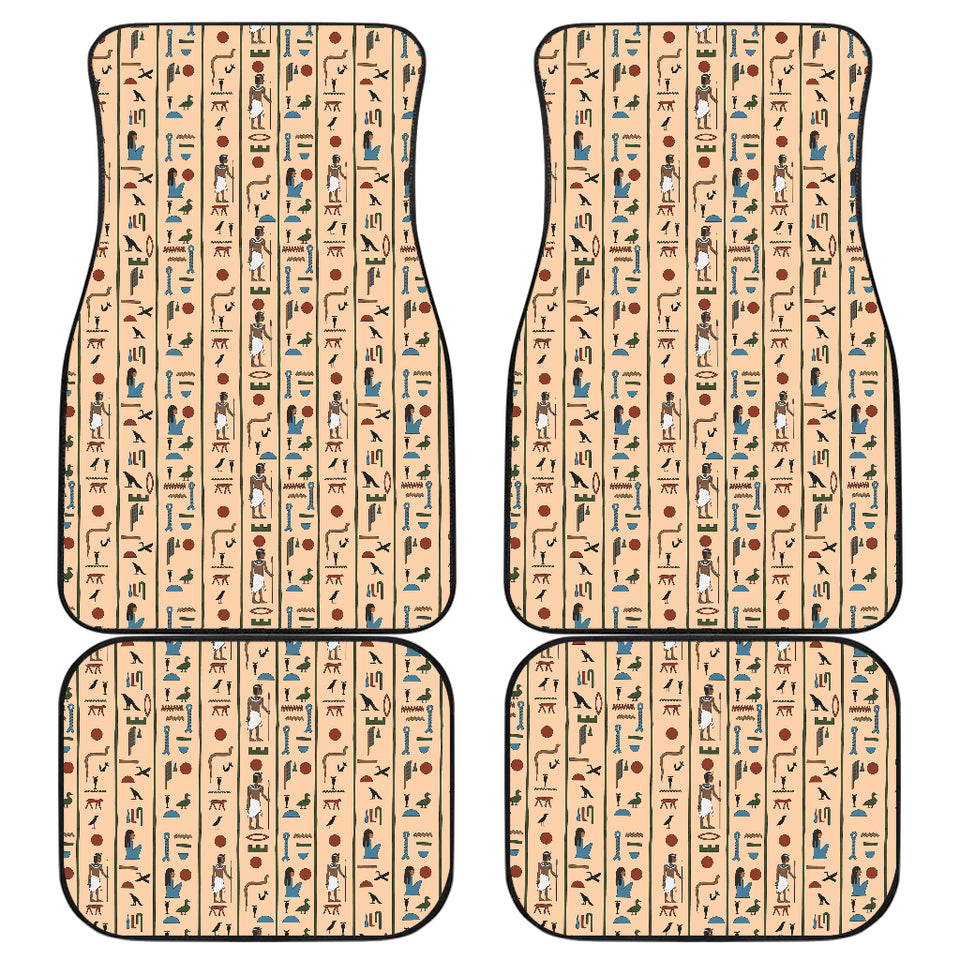 Egypt Hieroglyphics Pattern Print Design 03 Front and Back Car Mats