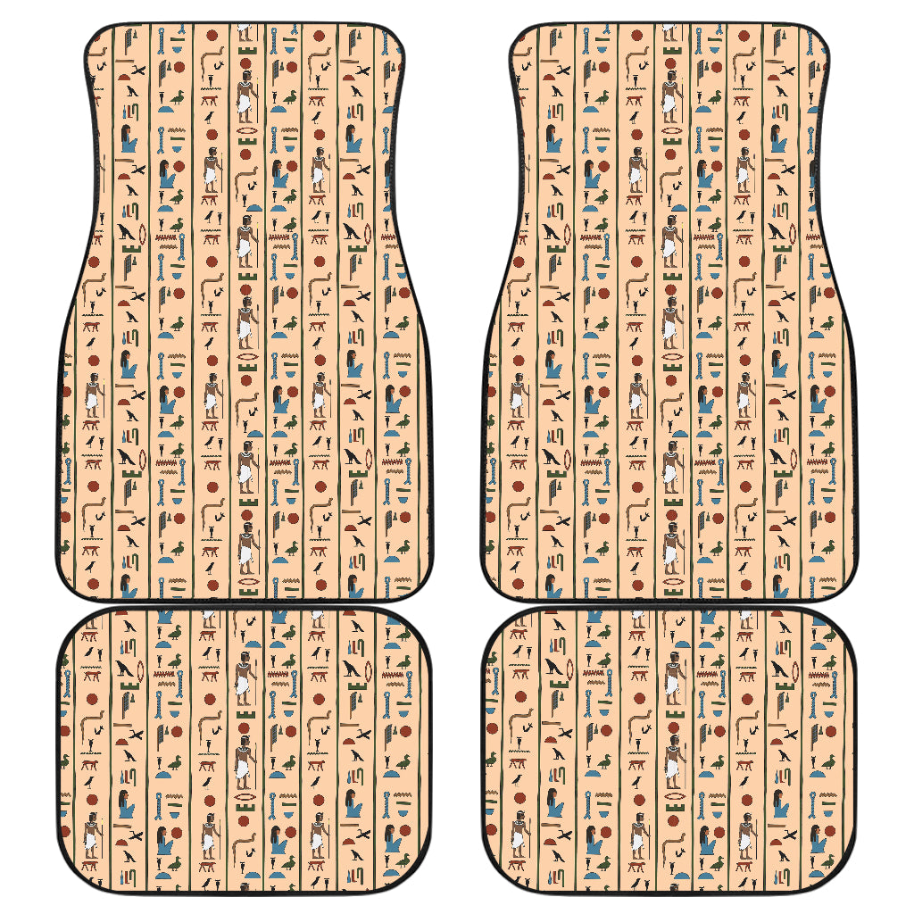 Egypt Hieroglyphics Pattern Print Design 03 Front and Back Car Mats