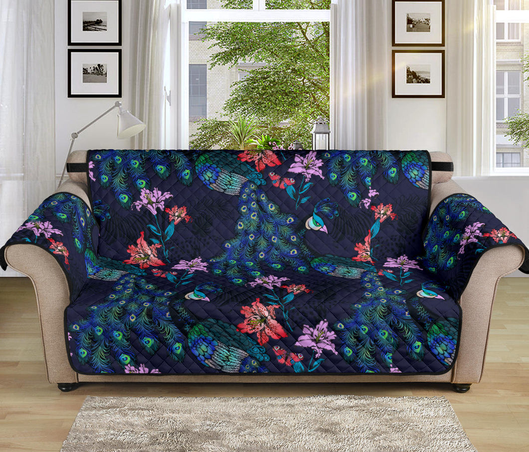 Peacock Feather Pattern Sofa Cover Protector