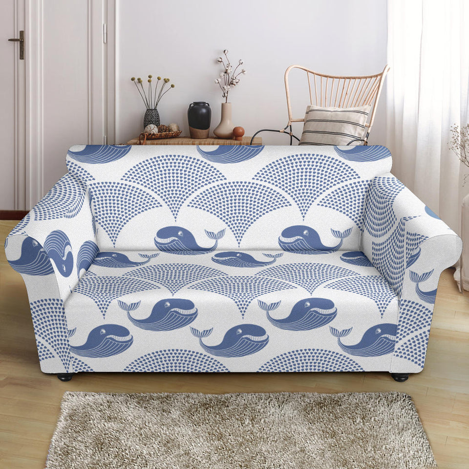 Whale Pattern Loveseat Couch Slipcover