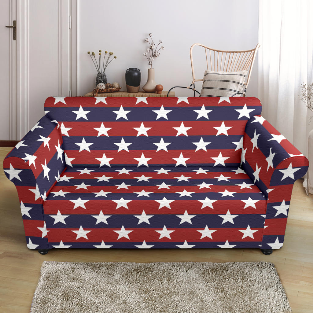 USA Star Pattern Background Loveseat Couch Slipcover