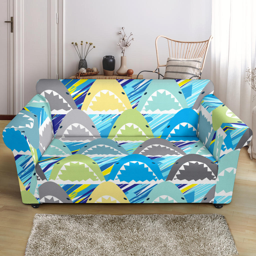 Shark Head Pattern Loveseat Couch Slipcover