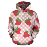 Strawberry Pattern Stripe Background Men Women Pullover Hoodie