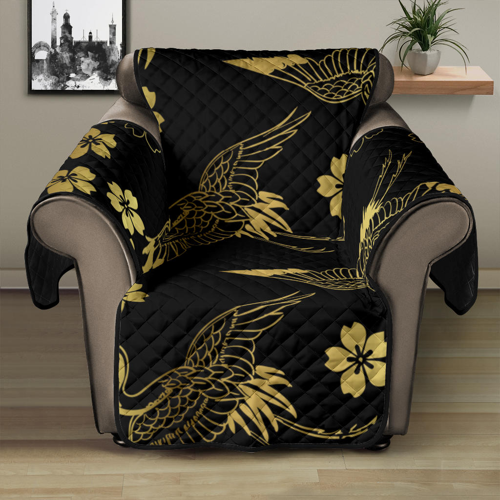 Gold Japanese Theme Pattern Recliner Cover Protector