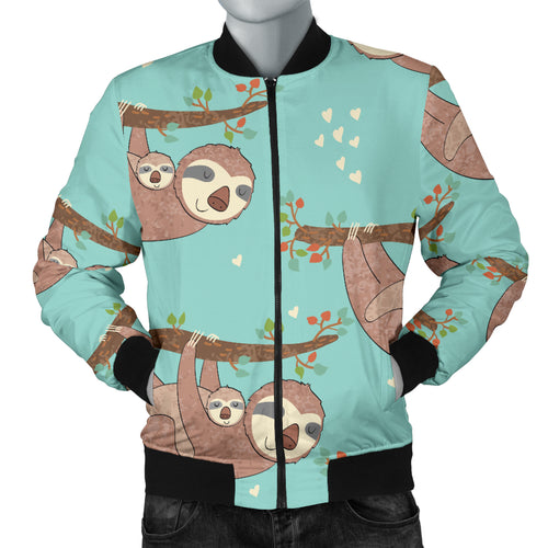 Sloth Mom and baby Pattern Men Bomber Jacket