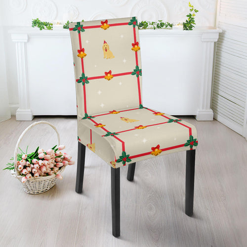 Golden Retriever Pattern Print Design 01 Dining Chair Slipcover
